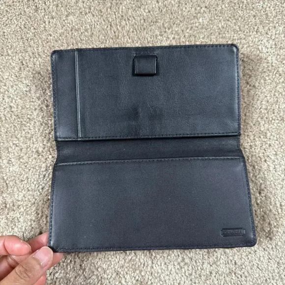 Vintage Coach Checkbook Holder Organizer Monogram Canvas Card Pen‎ Cash Cover - Picture 2 of 7